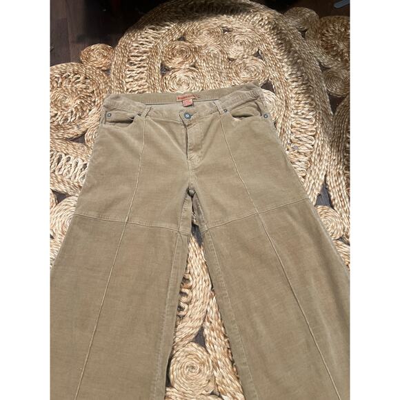 Vintage Y2K Bisou-Bisou corduroy Bell Bottom low waisted Pants 8 Tan - Picture 3 of 8